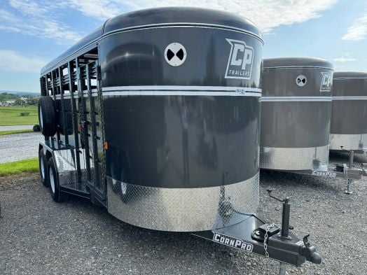 Corn Pro 16' stock trailer grey 7k