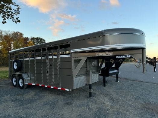 2025 Corn 20' gooseneck stock trailer pewter 12k