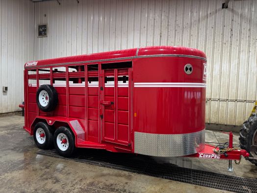 2025 Corn Pro 16' stock trailer red 10k
