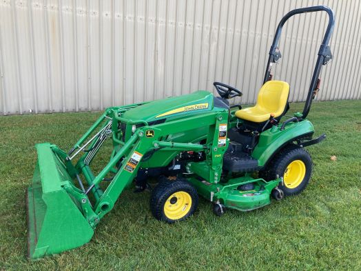 John Deere 1023e loader and 54" mower deck