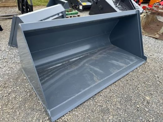 Gray 84" telehandler bucket with universal QA